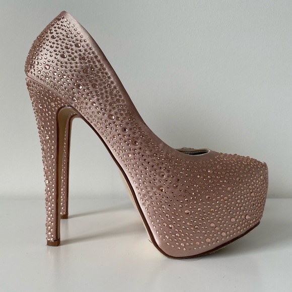 Paprika | Pink Rhinestone Studded Stiletto Heels - Picture 3 of 11